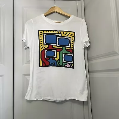 United Colors Of Bennetton X Keith Haring White T Shirt Graphic Print Size S • £34.99