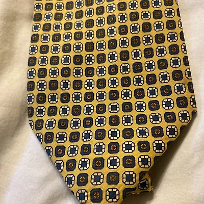 Marinella Napoli Yellow Brown Blue Neck Tie.  Made In Italy. L60  • $49.99