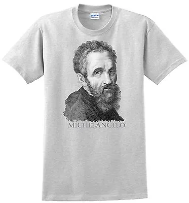Michelangelo T-shirt. Renaissance Sculptor Artist. Gray KhakiWhiteYellow. • $18.95