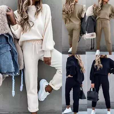 Womens Tracksuit Set Pullover Tops Pants Suit Casual Jogging Lounge Wear Size UK • £13.79