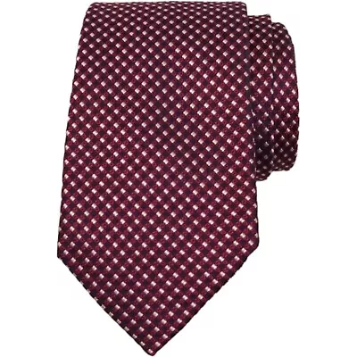 YVES GERARD Mens Seven Fold Tie 3.15 LONG 100% Silk Red Navy White Necktie ITALY • $24.88