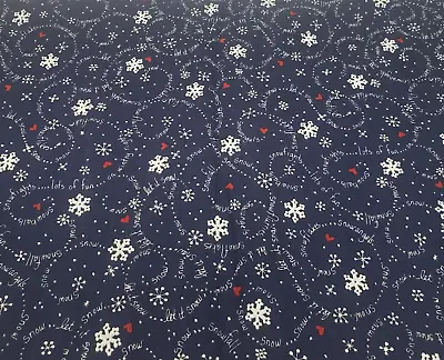 Let It Snow Snowflakes & Hearts Whimsical Sayings Fabric Material Sewing 3 Yards • $39.99