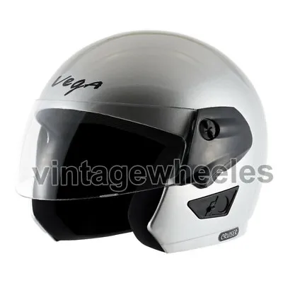 Vega Cruiser Silver Open Face Helmet • $102.97