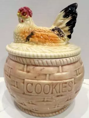 Vintage Ceramic Hen On Nest 2 Qt Cookie Jar With Lid • $24.99