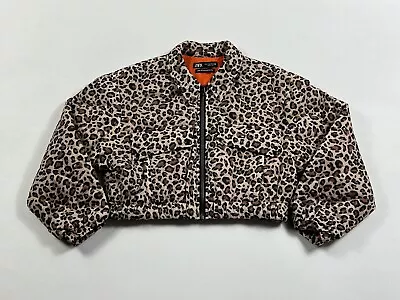 Zara Cropped Jacket Women’s Size Medium Leopard Print Full Zip • $19.99
