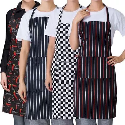 Men Women Cooking Kitchen Restaurant Chef Adjustable Bib Apron Dress With Pocket • $3.59