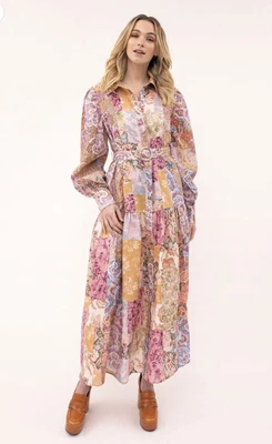 $199 • Buy KACHEL - Linen 'May' Maxi Shirt Dress  - Size 8 - BNWT