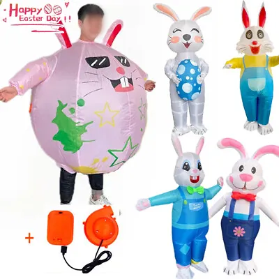Adult Inflatable Rabbit Costume Blow Up Suit Easter Bunny Party Fancy Dress UK • £25.79