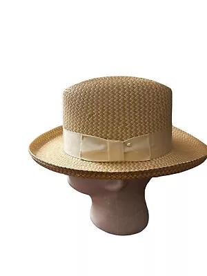 New Capas Men’s Woven Straw Panama Fedora Hat Vintage Old Stock Medium M • $34.95