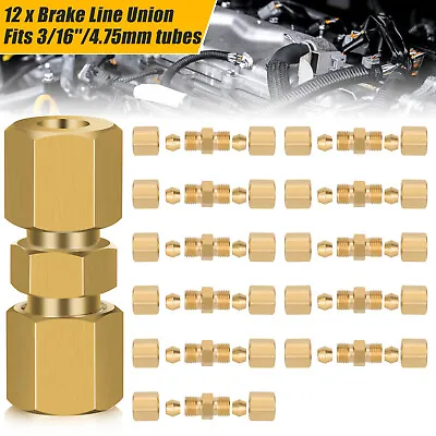 12PCS Brass Brake Line Unions Compression Fitting Adapter For OD Tubing 3/16inch • $14.48