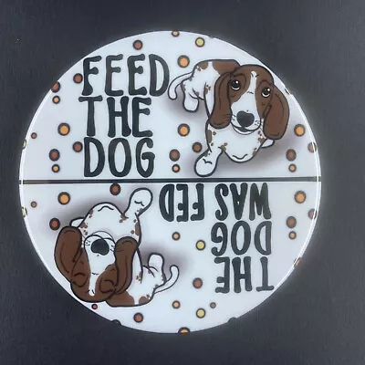 Brown Piebald Dachshund Feed The Dog Reminder Magnet Wiener Dog Kitchen Decor • $9