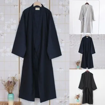 Summer Mens Japanese Kimono Yukata Bathrobe Pajamas Cotton Robe Loose-Clothing • $21.93