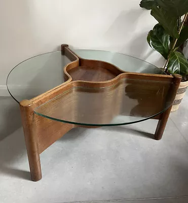 Rare 1960s Nathan Thermo Plywood And Glass Coffee Table Organic Curves Joints. • £540