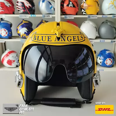 The Blue Angels Hgu-33 Flight Helmet Movie Prop Pilot Aviator Usn Chrome + Pin • $288