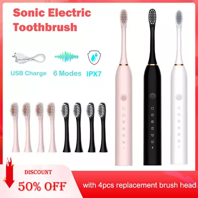 Sonic Electric Toothbrush USB Rechargeable Slim Adult 6 Mode Brushing Teeth • $19.99