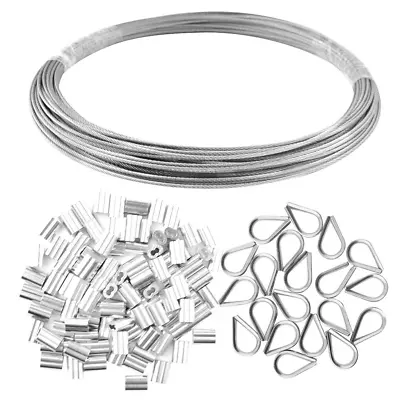 Wire Rope Cable Includes 1/16Inch X 66Feet Stainless Steel Wire Rope Cable 100Pc • $15.28