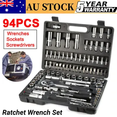 94pcs Mechanics Spanner & Socket Set Tool Kit Car Repairing Home Using 1/2  1/4  • $66.99