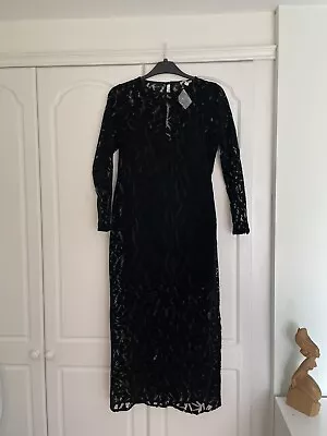 Topshop Ladies Velvet Lace Dress Dress Size 12 With Side Split BNWT • £7.50