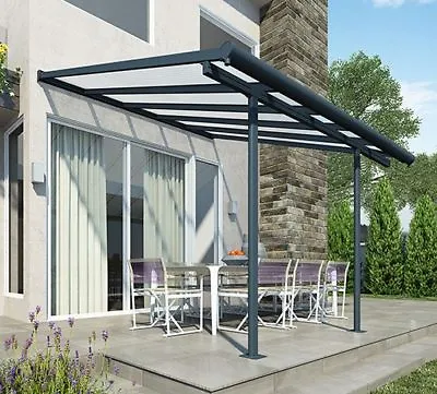 Palram Sierra Patio Cover Canopy Porch Door Pergola Gutter Grey Canopies New • £1749.94