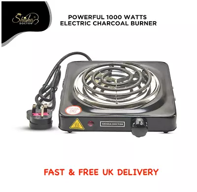 SD Shisha Doctor® Electric Charcoal Burner Black 1000W Hot Plate SD100 UK PLUG • £24.49