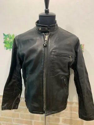 $250 • Buy Schott NYC 641 Black Leather Jacket Size 40 Cafe Racer Style Motorcycle Auth