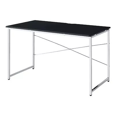 Mayo 47 Inch Rectangular Desk Console Table Crossed Bars Black Chrome • $345.32