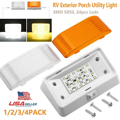 $21.49 • Buy Trailer RV Exterior Porch Light Clear/Amber Lens LED Lighting Utility Fixture US