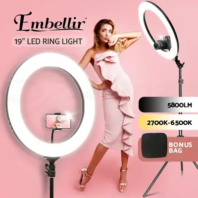Embellir Ring Light With Stand 19  Phone+Selfie Tripod LED 6500K 5800LM Dimmable • $104.86