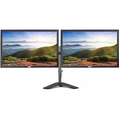 Dual Dell P2210t 22  Widescreen Monitor + Articulating Dual Display Mount • $199.99