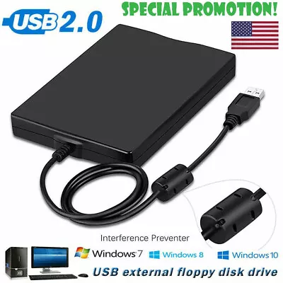 3.5” USB 2.0 Data External Floppy Disk Drive 1.44MB For Laptop PC Win 7/8/10 Mac • $14.99