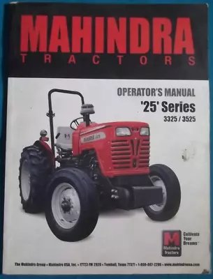 Mahindra 3325 3525 Tractor Operation & Maintenance Manual Book • $69.99