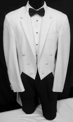 Men's Chaps White Tuxedo Tailcoat Damaged Discount Halloween Costume Size 38L • $49.99