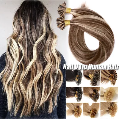 Fusion U Nail Tip Human Hair Extensions Real Remy Keratin Pre Bonded 150G Blonde • $49.63