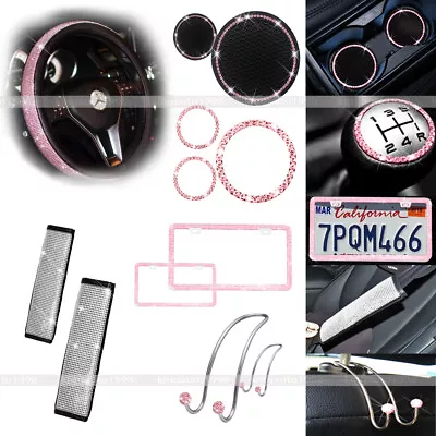 Car Accessories Set For Women Girls Steering Wheel Cover Pine Diamond 12pcs • $29.99