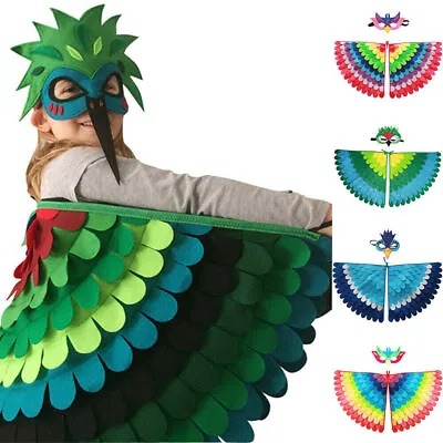 £14.79 • Buy Rainbow Felt Bird Wings W/ Mask Cosplay Costume Kid Halloween Party Fancy Kostüm