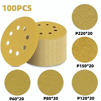 5 Inch Sanding Discs 8 Hole 60-220 Grit Orbital Sander Paper Hook And Loop Pads • $25.99