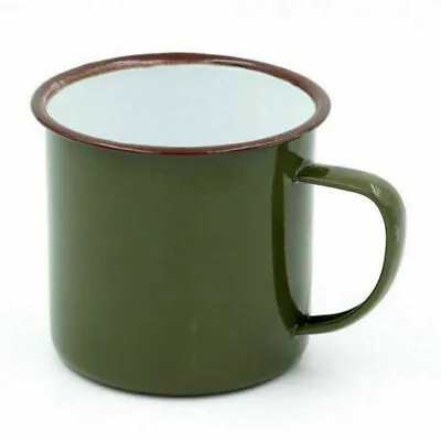 Enamel Mug Cup Green Metal Retro Camping Outdoor Coffee Tea Tin Vintage Classic • £6.23