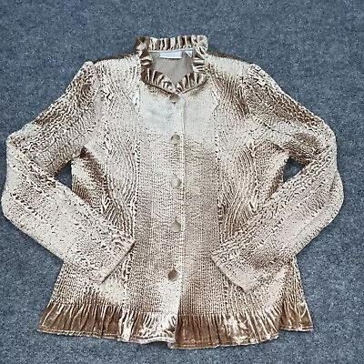 Chico’s 0 Jacket Womens Size S Gold Button Long Sleeves Party Cocktail Evening • $36