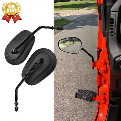 Black Door Off Hinge Rearview Side Mirrors For Jeep Wrangler JK YJ TJ JL JKU YJ • £37.49