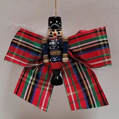 Vintage Nutcracker/Ribbon Ornament Red Green Blue Gold • $5.25