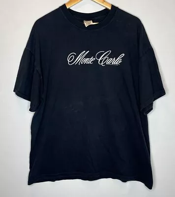 Vintage Chevrolet Monte Carlo Car T Shirt Spell Out Black Y2K Sz 2XL • $15