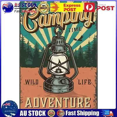 Home Rust Free UV Protected Metal Camping Lamp Sign Vintage Bar Wall Art Poster  • $12.49