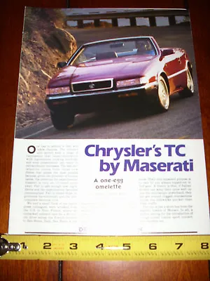 1989 CHRYSLER TC By MASERATI - ORIGINAL ARTICLE • $11.95