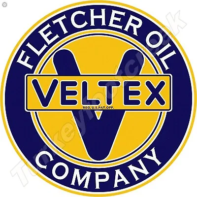 Fletcher Oil Company Veltex Round Metal Sign 2 Sizes To Choose From • $16.99