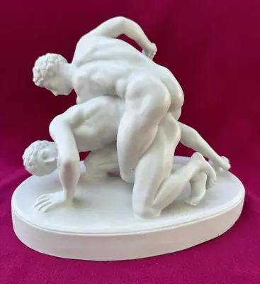 Ancient Greek White Ceramic Statue Of Nude Wrestlers • $125