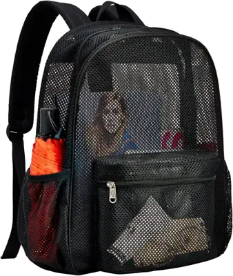 Semi-Transparent Mesh Backpack See Through College Student • $14.99