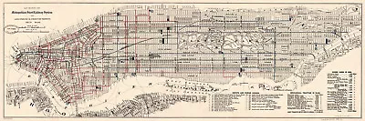 1899 Map Manhattan New York City Subway Railroads Streets Transit System Poster • $47