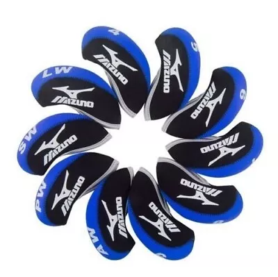 MIZUNO Blue & Black Color Golf Iron HeadCover 10 Pcs Set Head Covers Neoprene US • $19.32