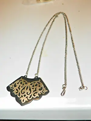 Antique Mourning Victorian Necklace Pendant Sterling Silver Etched Black Heart- • $135