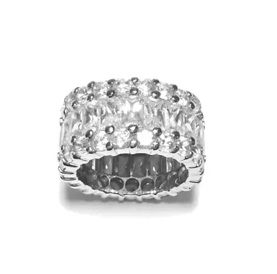 $65 • Buy Cwe, Charles Winston 925 Sterling Silver Clear Cz Band Ring, Size 6.50